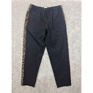 MAVRANS Women's Game Pants L Black Leopard Side Stripe Drawstring Stretch NWT